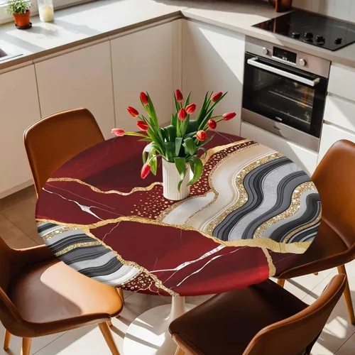 Vista 44 de Mantel ajustado para mesa redonda, mantel de otoño con hojas de otoño y calabaza de Acción de Gracias con borde elástico, mantel impermeable de Beige