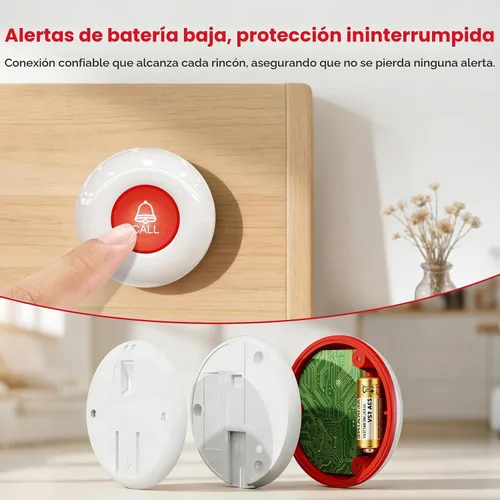Vista 9 de CallToU Botón de llamada para personas mayores en casa, campana de llamada inalámbrica de 500 pies con 1 vibrador portátil y 1 receptor enchufable