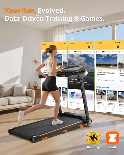 Vista 9 de Cinta de correr plegable para el hogar con inclinación, pantalla LED doble extragrande, velocidad máxima de 8.5 MPH, altavoz Bluetooth, capacidad