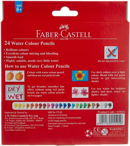 Vista 3 de Faber-Castell Lápices Acuarelables (24 colores) Suplementos Artísticos de Calidad Premium Originales