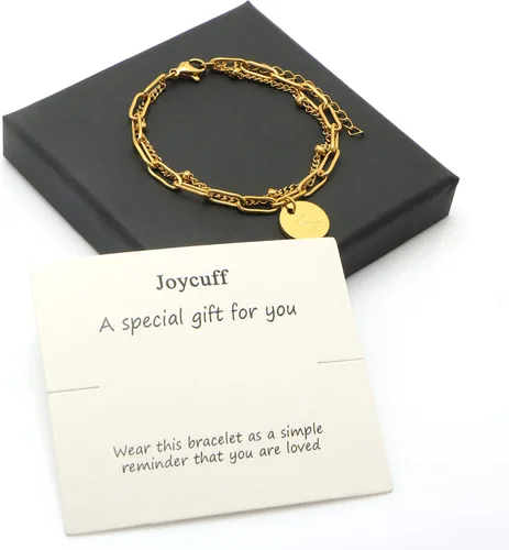 Vista 6 de JoycuFF Pulseras de oro con iniciales para mujer, regalos de Navidad, joyería bonita a la moda