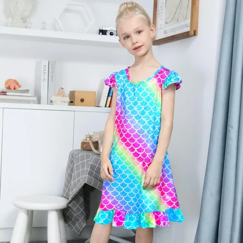 Vista 6 de Fiodrimy Girls Nightgowns Unicorn Sleepwear Night Sleep Dress Pajamas Little Kids Toddler Soft Nightgown