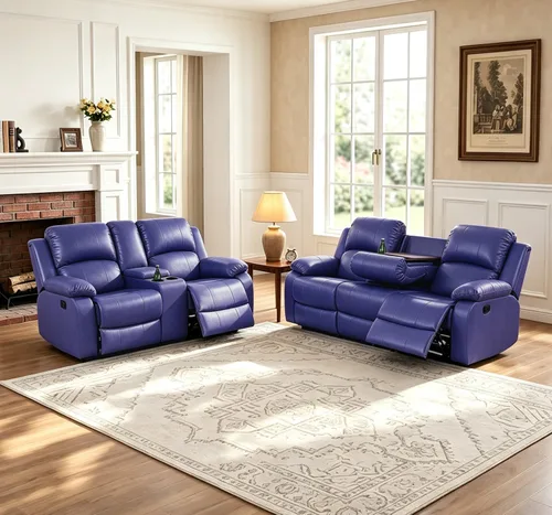 Vista 15 de Silla reclinable de cuero para conjunto de muebles de sala, sofá reclinable de cuero beige para espacios pequeños/RV, sillón individual