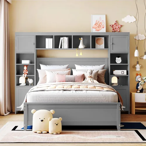 Vista 14 de Harper & Bright Designs Cama de plataforma de madera tamaño individual con cajones de almacenamiento para ahorrar espacio, marco de cama vintage