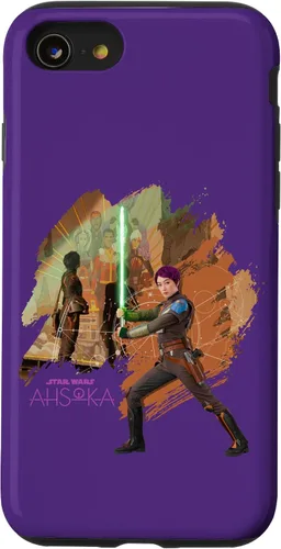 Vista 17 de iPhone 11 Star Wars Ahsoka Part Two Sabine Wren Mural y estuche de sable de luz