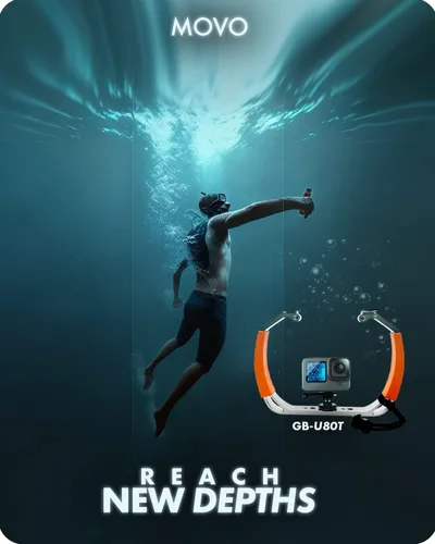 Vista 2 de Movo GB-U80T Equipo de buceo submarino con soportes de zapata fría, correa – Compatible con GoPro Hero, HERO6, HERO7, HERO8, HERO9, HERO10, HERO11