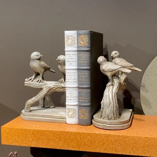 Vista 8 de Sujetalibros decorativos con diseño de pájaros, resistentes, extremos de libro únicos para sostener libros, tapones de libros antiguos resistentes