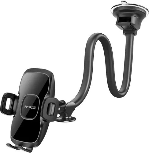Vista 8 de APPS2Car Soporte de teléfono de automóvil de cuello de cisne de 14 pulgadas, soporte resistente para teléfono para camión, brazo largo flexible