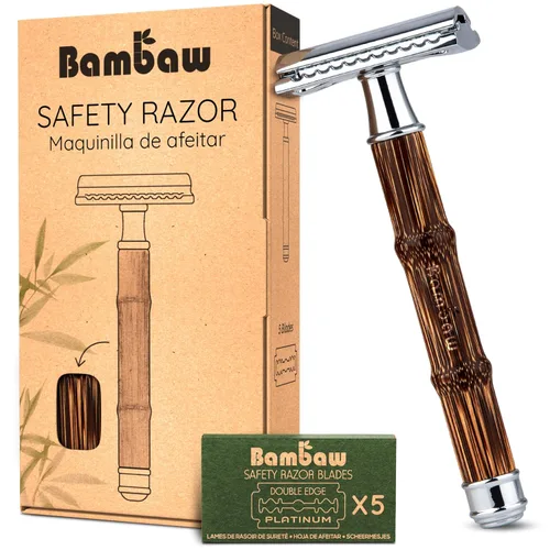 Vista 17 de Bambaw Maquinilla de afeitar de seguridad para hombres con 5 cuchillas, maquinilla de afeitar de seguridad de doble filo para hombres, maquinilla
