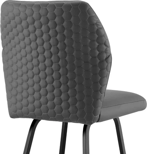 Vista 9 de Armen Living Taburete de cuero sintético gris Tandy y metal negro de 26 pulgadas