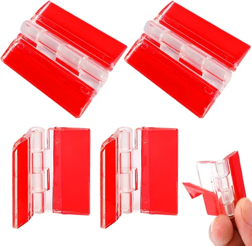 Vista 7 de 12 piezas de bisagras acrílicas pequeñas - Bisagras transparentes autoadhesivas de plástico continuo para herramientas de cajones de gabinetes