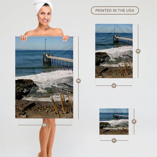 Vista 6 de 3dRose The Carpinteria Pier Near the Carpinteria Harbor Seal Rookery. 15x22 Hand Towel