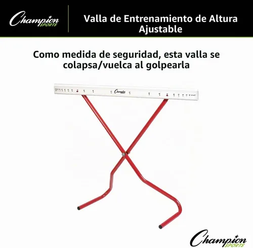 Vista 5 de Champion Sports - Valla de entrenamiento con altura ajustable, Roja