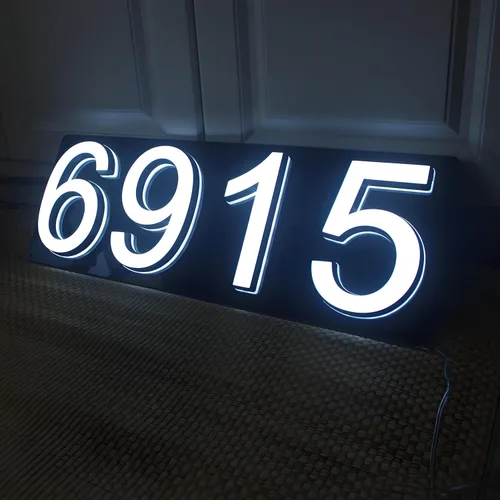 Vista 4 de Números de casa personalizados con cable y energía solar iluminados en 3D, luces LED verticales, horizontales y modernas, placa de dirección