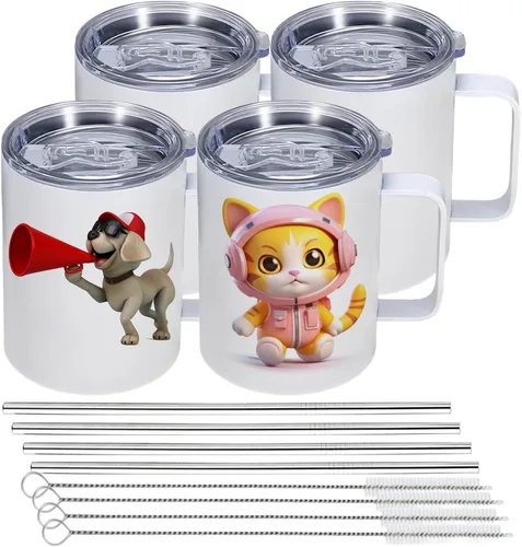 Vista 8 de Taza de café de acero inoxidable aislada por sublimación de 12 onzas con tapa, paquete de 1 unidad, taza de café de viaje al vacío de doble pared