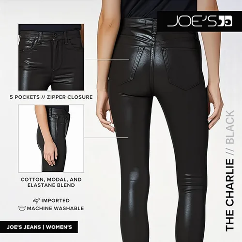 Vista 5 de Joe's Jeans Womens The Charlie High Rise Skinny Ankle Jean Negro