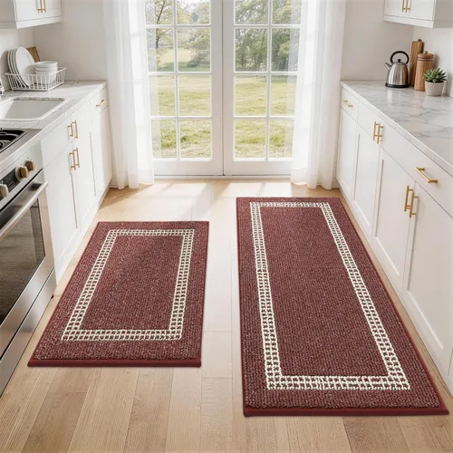 Vista 28 de COSY HOMEER Tapete de cocina antideslizantes, absorbentes para el piso, alfombra de cocina lavable, tapete de pie para fregadero, alfombra de Beige