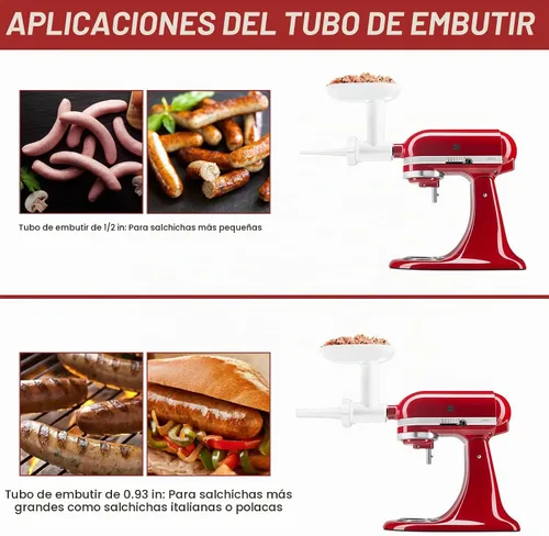 Vista 5 de Kit de tubo de relleno de salchichas para picadora de carne KitchenAid FGA