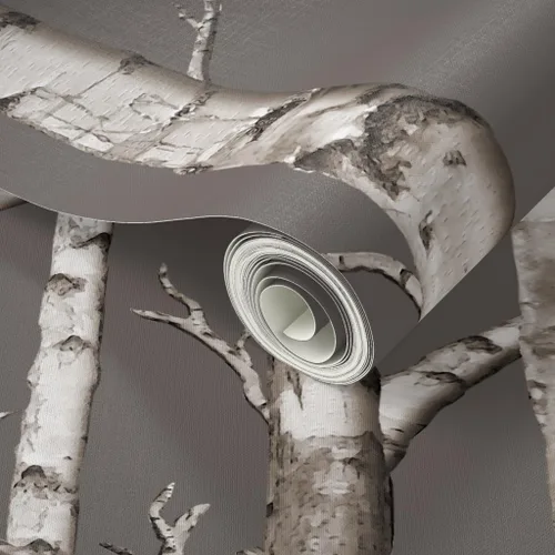 Vista 2 de Peel & Stick Wallpaper Swatch - Birch Grove Forest Woods Trees Rustic Custom Removable Wallpaper by Spoonflower