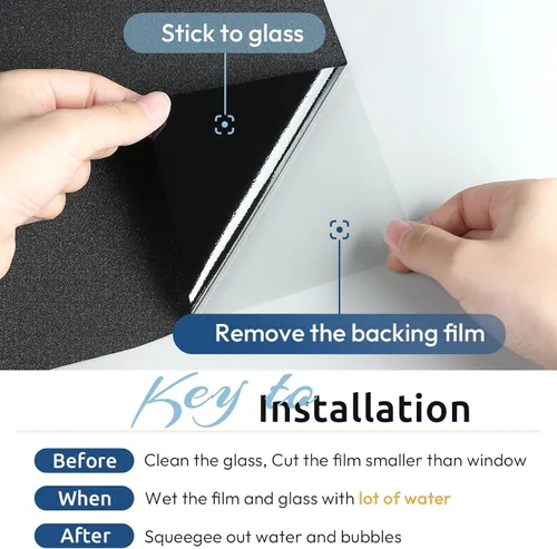Vista 5 de rabbitgoo - Película opaca de privacidad para ventana, extraíble, bloqueo solar, revestimiento tintado para oscurecer la habitación, bloqueador