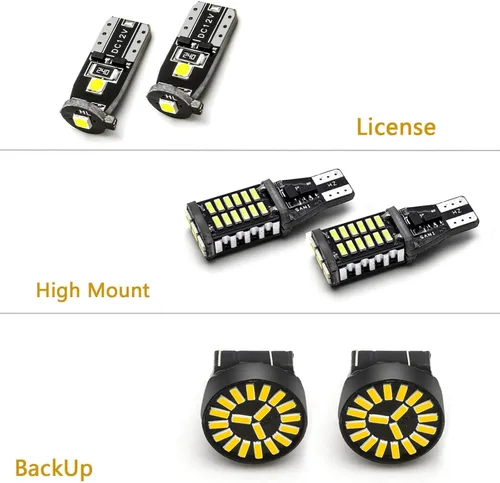 Vista 2 de Xotic Tech - Juego de 6 luces LED blancas de carga de montaje alto + luz de matrícula + juego de bombillas de luz inversa de respaldo + herramienta