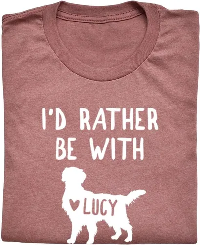 Vista 4 de LEVY PAW Camiseta personalizada Golden Retriever con texto en inglés "I 'd Rather Be with My Golden Retriever