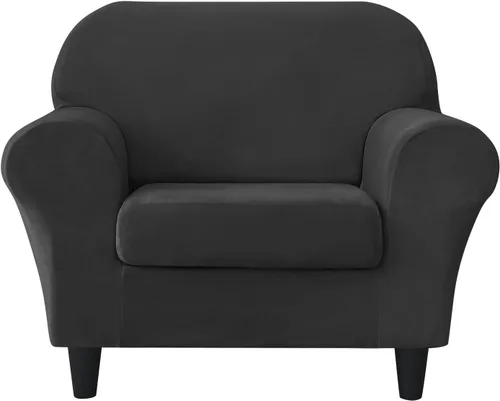 Vista 34 de CONRUSER Funda elástica para sofá, funda de terciopelo suave para sofá de un solo asiento con funda de cojín, protector de muebles (beige, talla S)