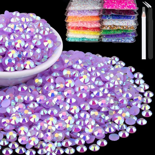 Vista 35 de 15000 diamantes de imitación de resina de 0.079 pulgadas a granel, diamantes de imitación de gelatina redondos negros con parte trasera plana, gemas