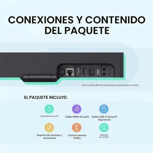 Vista 5 de Yealink MeetingBar A10 Cámara web para sala de conferencias 4K con lente gran angular de 120° con sistema operativo Android, sistema