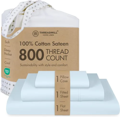 Vista 18 de Threadmill Sábanas para Cama Individual – 800 Número de Hilos Jacquard Celine Gris Oscuro, 100% Algodón Natural Juego de Cama de 3 Piezas a Rayas