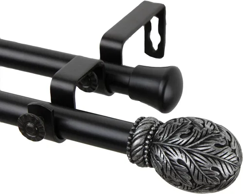 Vista 3 de A&F Rod Decor - Barra de cortina doble de aluminio 66-120 pulgadas - Latón antiguo