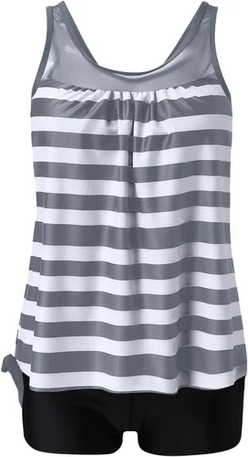 Vista 7 de Tankini Swimsuits for Women 2 Piece Bathing Suits 2024 Fashion Swim Tank Top with Boy Shorts Striped Printed Modest Swimwear