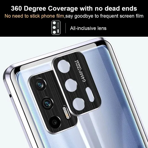 Vista 4 de Funda compatible con Realme GT Master Edition transparente, marco de metal delgado magnético, vidrio templado de doble cara, transparente, a prueba