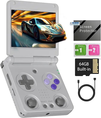 Vista 10 de RG34XXSP - Consola de juegos de mano retro RG34XX SP consola de juegos retro con 64G precargados más de 5000 juegos, batería de 3300 mAh, soporte