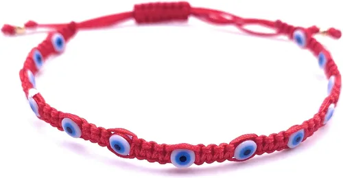 Vista 2 de Protectective - Pulsera delicada de mal de ojos para mujer, ajustable, de cuerda roja, regalo perfecto de San Valentín (mujer, 7.26), Algodón, sin