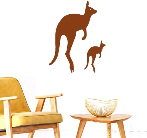Vista 4 de Calcomanía de pared con diseño de canguros de mamá e niño, vinilo de animales para el hogar, murales de PVC para sala de estar, escuela, aula