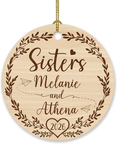 Vista 17 de Marco de fotos, adorno de Navidad 2024, regalo para hermanas, mejores amigas, mejores amigas, almas gemelas, adorno de Navidad, adorno de Navidad