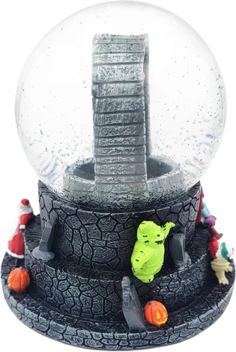 Vista 3 de Spirit Halloween The Nightmare Before Christmas - Globo de nieve con diseño de calabaza Jack Skellington King, con licencia oficial, NBC, decoración