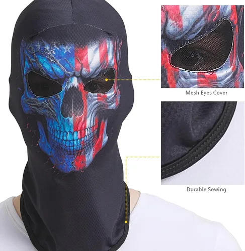 Vista 3 de Obacle Máscara de calavera para Halloween, fantasma, máscara de cara completa, pasamontañas aterradoras, disfraz de cosplay