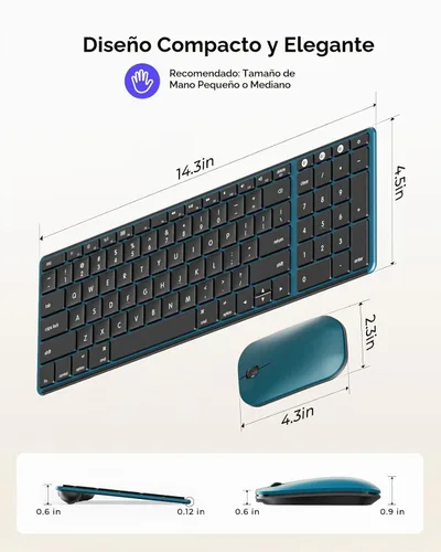 Vista 6 de seenda SKM64-2 - Combo de teclado y mouse Bluetooth para Mac, MacBook y iPad Multi-device Bluetooth switching, quiet, rechargeable, compact