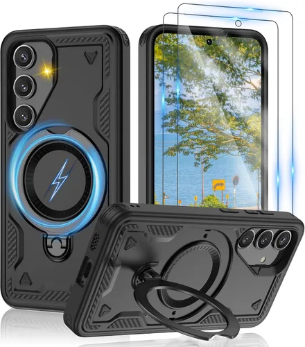 Vista 112 de Gritup fro Funda para Google Pixel 9A, funda protectora magnética de grado militar compatible con Mag-Safe, 2 protectores de pantalla HD, soporte