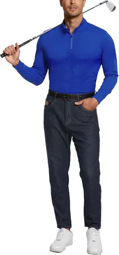 Vista 7 de COOrun Mens Polo Shirt Long Sleeve Outdoor Performance Tactical Long Sleeve Moisture-Wicking