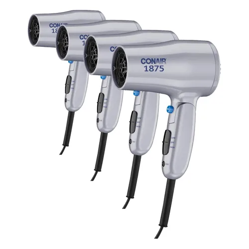 Vista 9 de Secador de pelo compacto Conair con mango plegable, secador de viaje de 1875 W con accesorios difusor y concentrador, 2 ajustes de calor y 2
