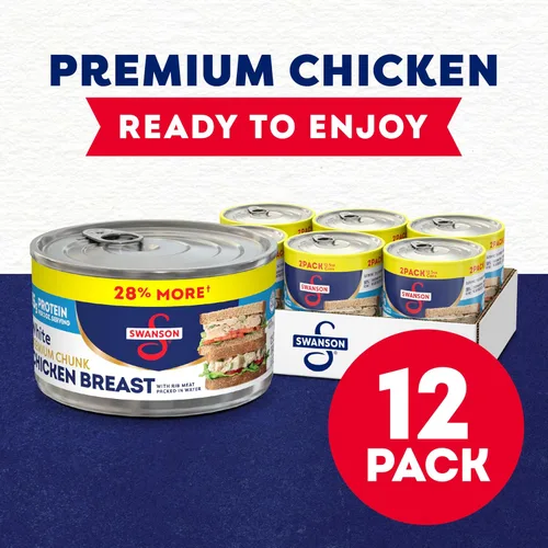 Vista 3 de Swanson White Premium Pechuga de Pollo en Agua con Carne de Costilla, 12.5 oz. (Paquete de 12)