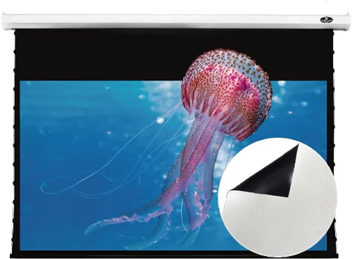 Vista 11 de VIVIDSTORM-Pantalla tensada de lujo, proyector de pantalla desplegable de tensión motorizada perforado transparente acústicamente blanco, cine