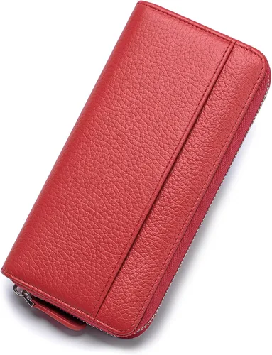 Vista 12 de RFID Blocking Womens Zipper Wallet Leather Large Capacity Billfold Clutch Zip Around Wallets for Women