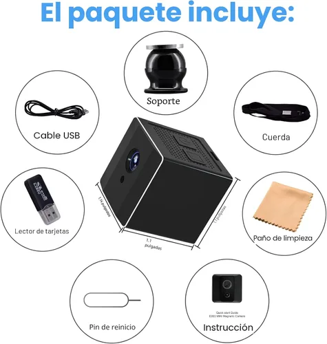 Vista 5 de Cámara de niñera pequeña portátil HD 1080P con visión nocturna, mini cámara inalámbrica, cámaras de vigilancia para seguridad del hogar
