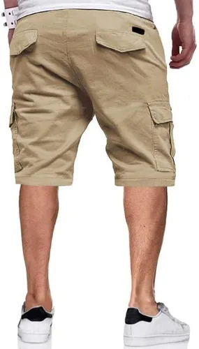 Vista 2 de PIDOGYM Men Cargo Shorts with Drawstring Durable 6 Pocket Outdoor Work Shorts, Relaxed Fit Cotton Tactical Hiking Half Pants