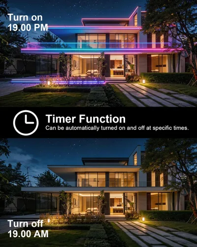 Vista 4 de Luces de tira LED COB, RGB Smart IC, IP67 Impermeable, Regulable 20FT/6M, Tira de luz con flujo de color con control de aplicación y sincronización