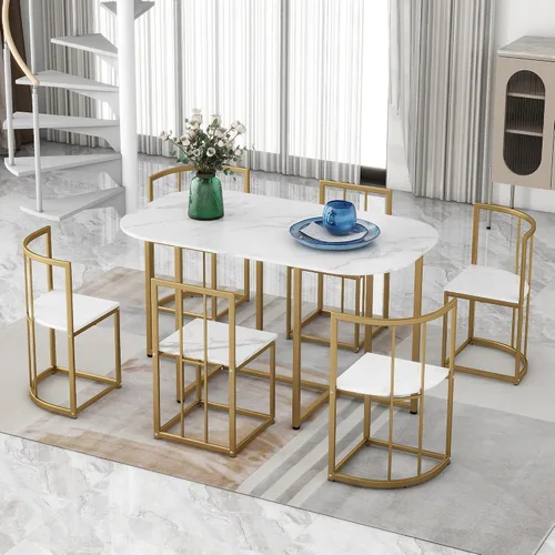 Vista 8 de LUMISOL Juego de mesa de comedor rectangular con cajones de almacenamiento y 4 sillas tapizadas y banco, juego de 6 piezas para comedor, sala